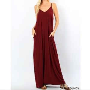 NEW Cami Maxi Dress Burgundy- 1X-2X